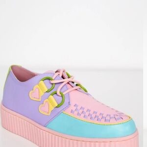 Strange Cvlt Pastel Krypt Kreepers Creepers Shoes Pink Purple Yellow Hearts Sz10